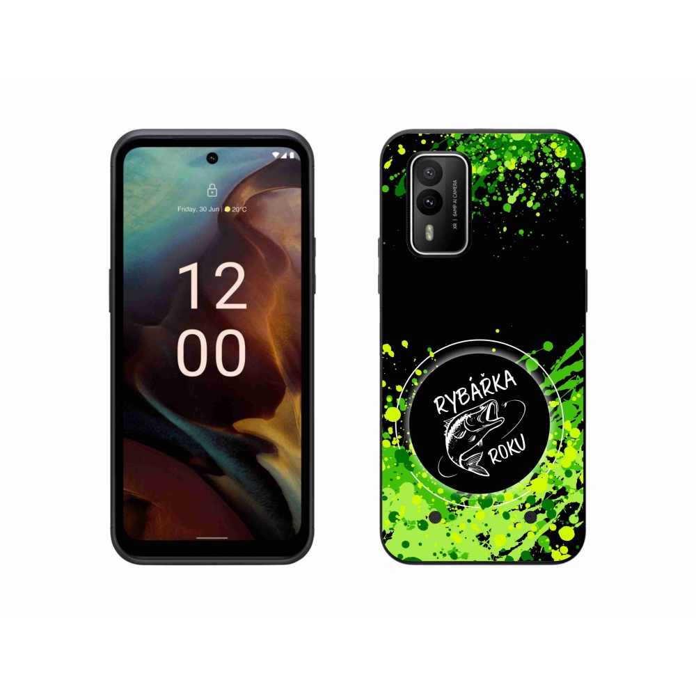 Zselés borító mmCase a Nokia XR21 készülékhez - Az év halászának fekete háttere