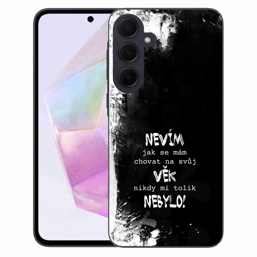 Gél borító mmCase Samsung Galaxy A35 5G - vicces szöveg 14 fekete háttér