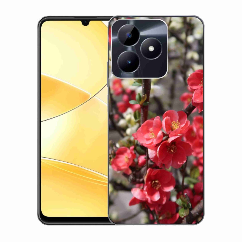 Zselés tok mmCase a Realme C51/C53 készülékhez - piros virágok