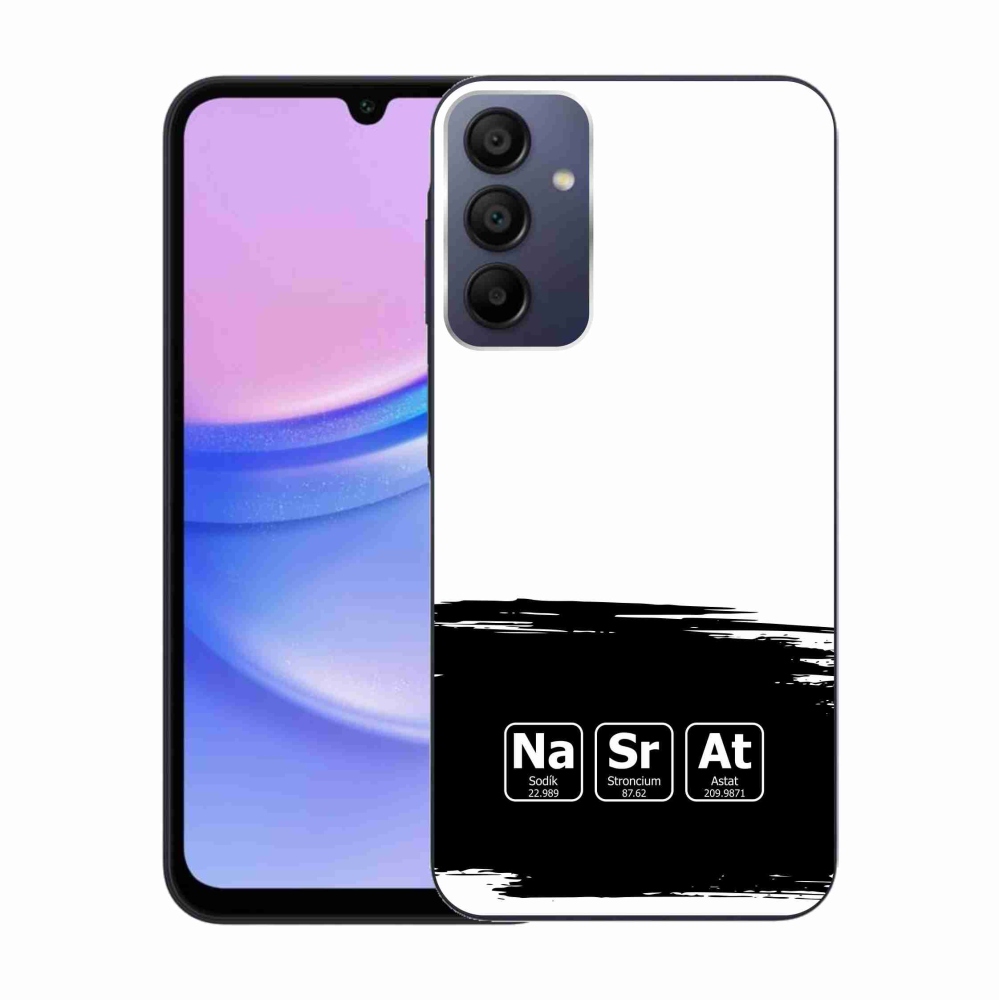 Gél borító mmCase Samsung Galaxy A15 4G/5G - kémiai elemek fekete és fehér háttérrel