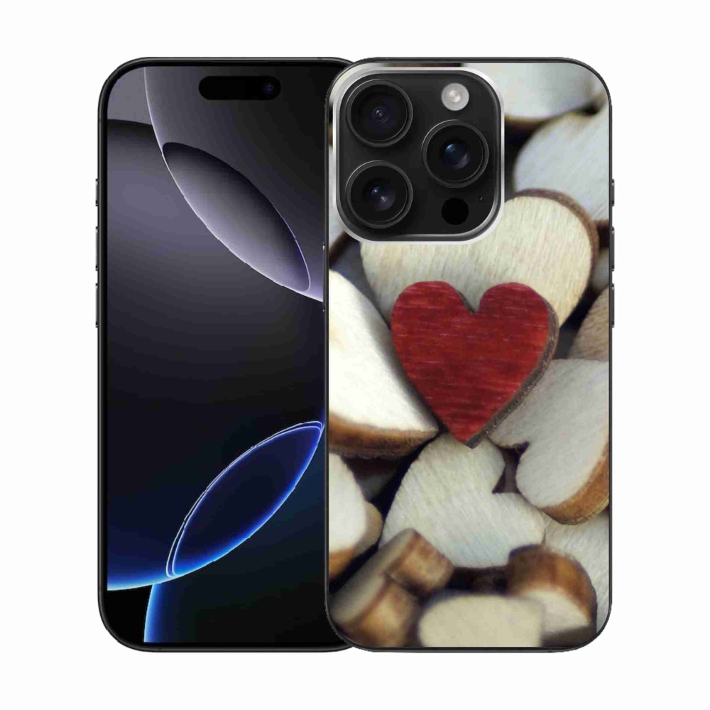 Zselés borítás mmCase iPhone 16 Pro készülékhez - gravírozott piros szív