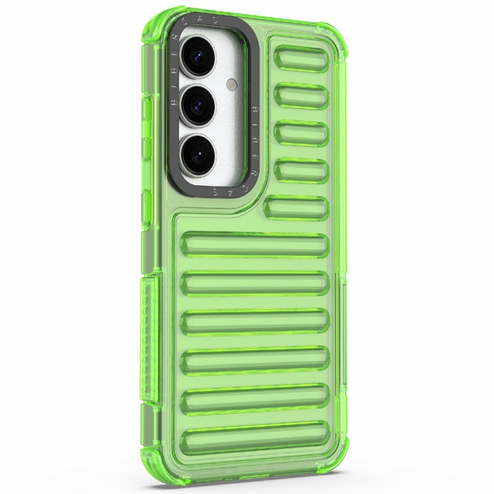 Csíkos tartós borító Samsung Galaxy S25 készülékhez - zöld