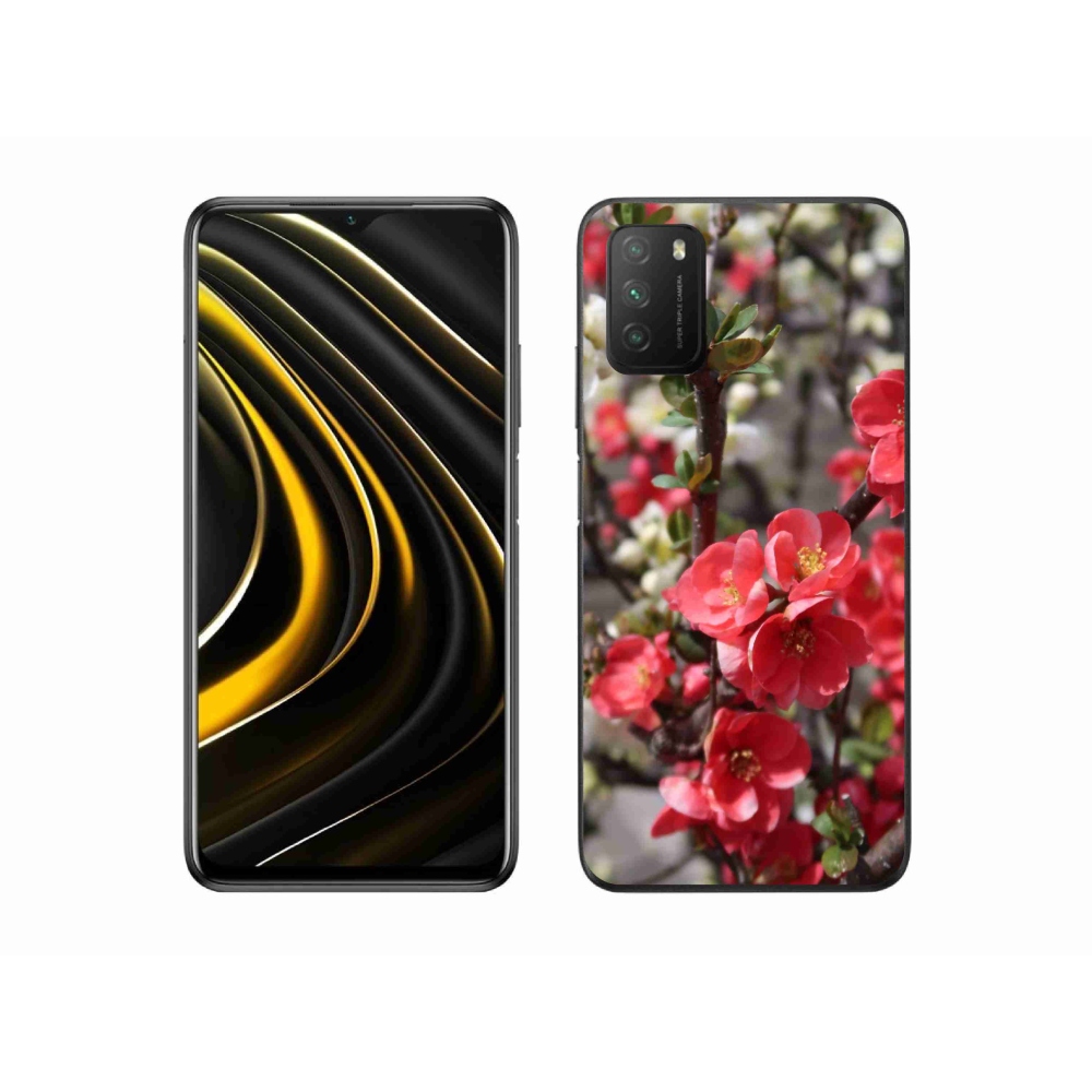 Gél borítás mmCase a Xiaomi Poco M3-hoz - piros virágok