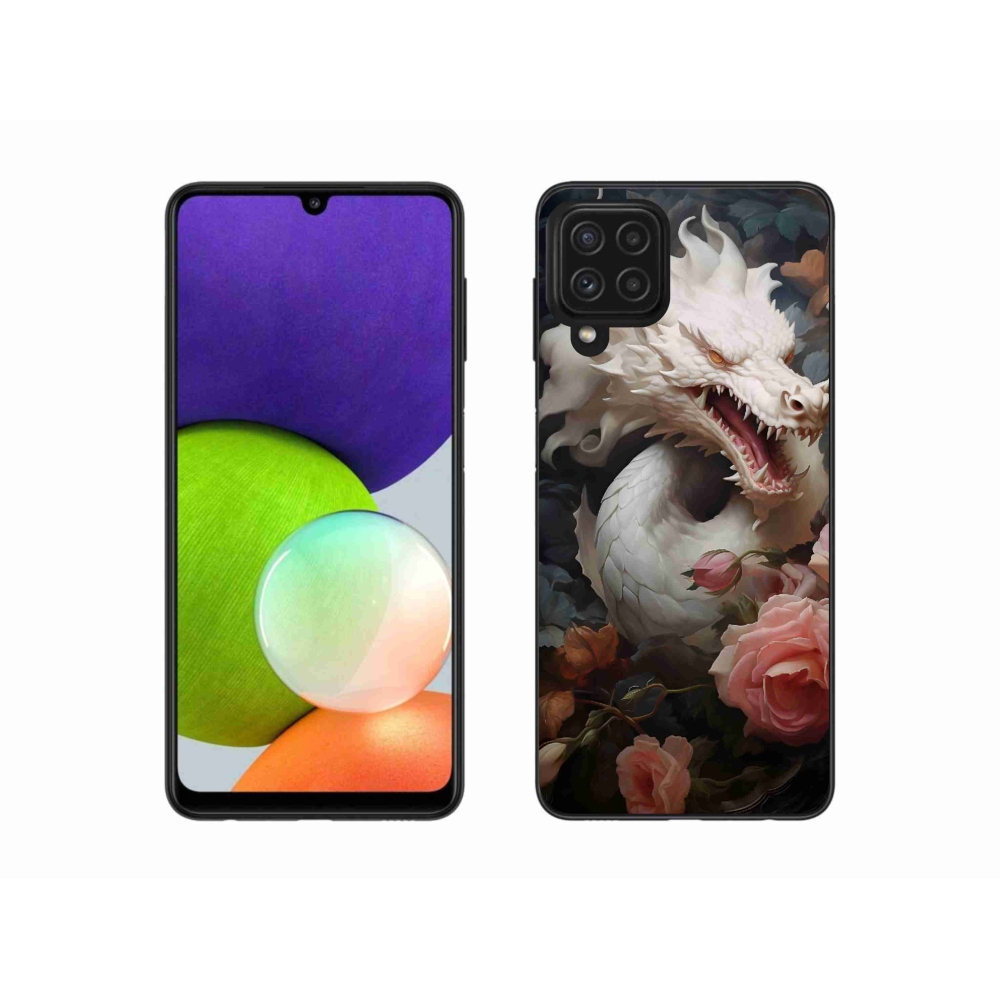 Gél védőhuzat mmCase Samsung Galaxy A22 4G - fehér sárkányhoz