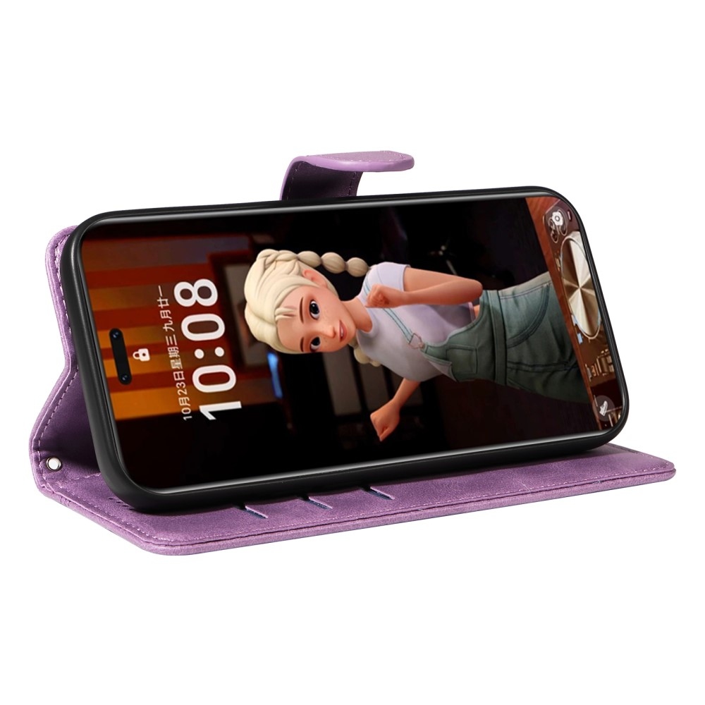 Póló alakú könyvtáska Honor Magic 7 Pro 5G számára - világos lila