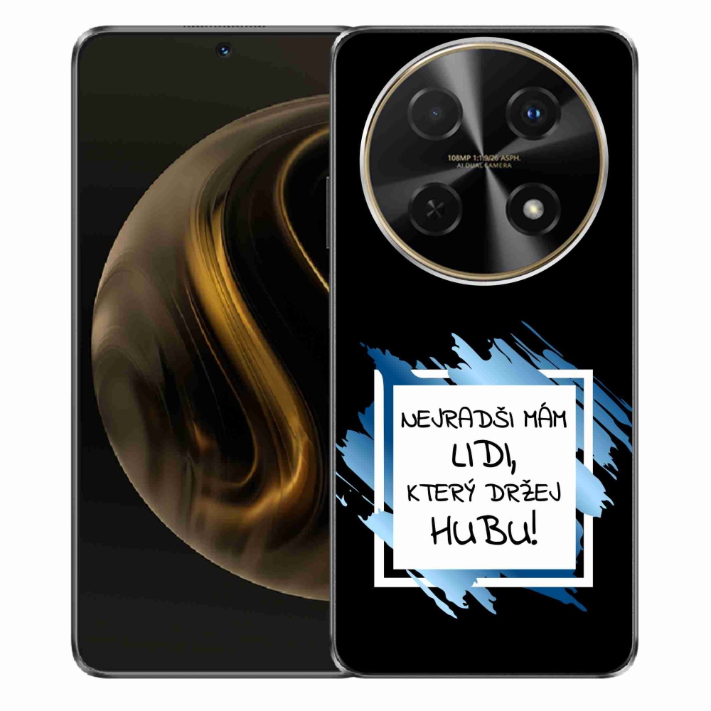 Gél borító mmCase a Huawei Nova 12i készülékhez - vicces szöveg 7 fehér és fekete háttérrel