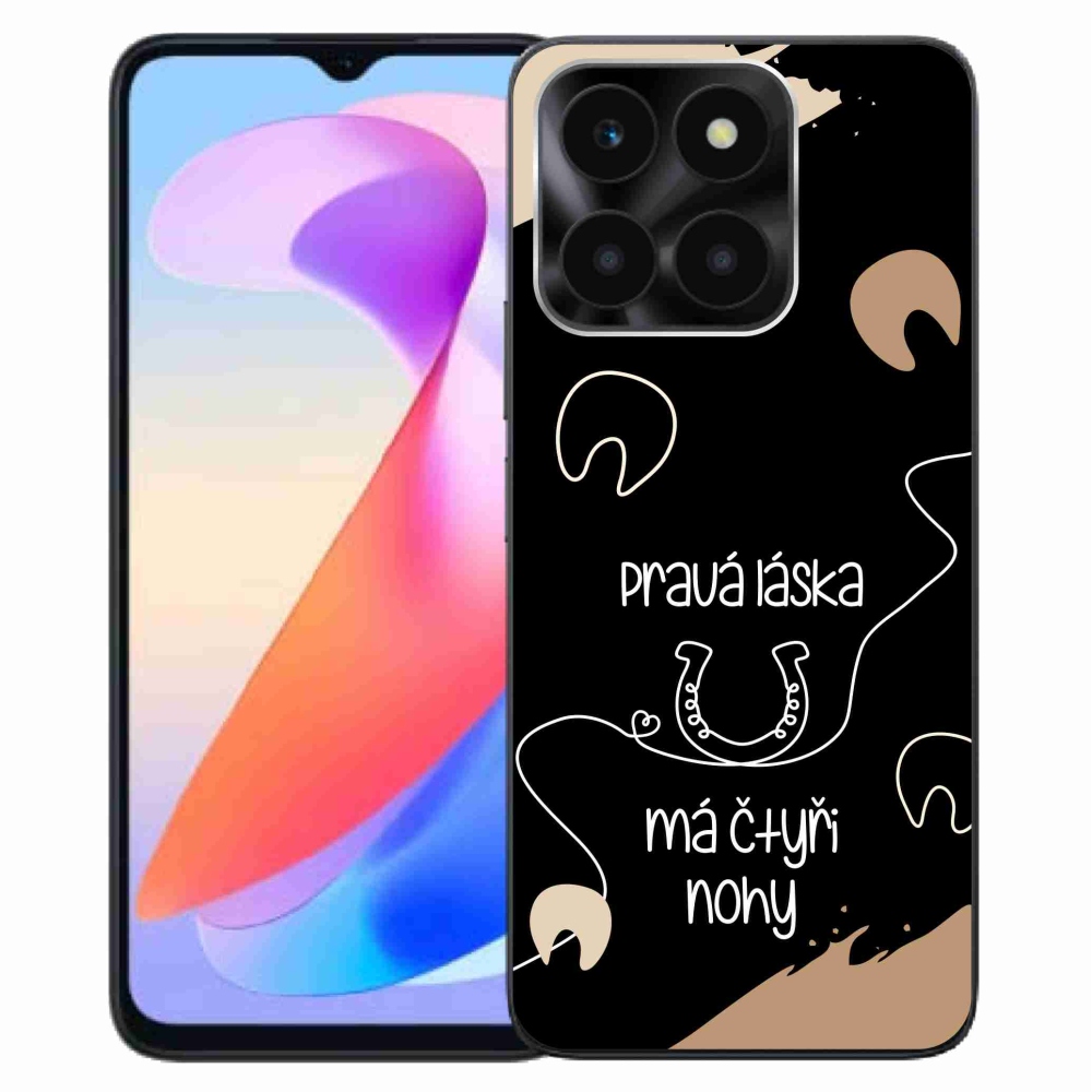 Zselés borítás mmCase a Honor X6a készülékhez - ló motívum fekete háttérrel