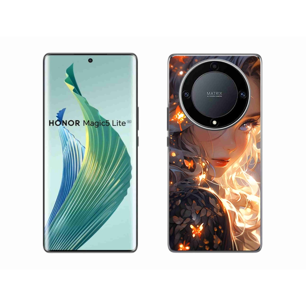 Gél borító mmCase a Honor Magic 5 Lite 5G számára - lány és pillangók