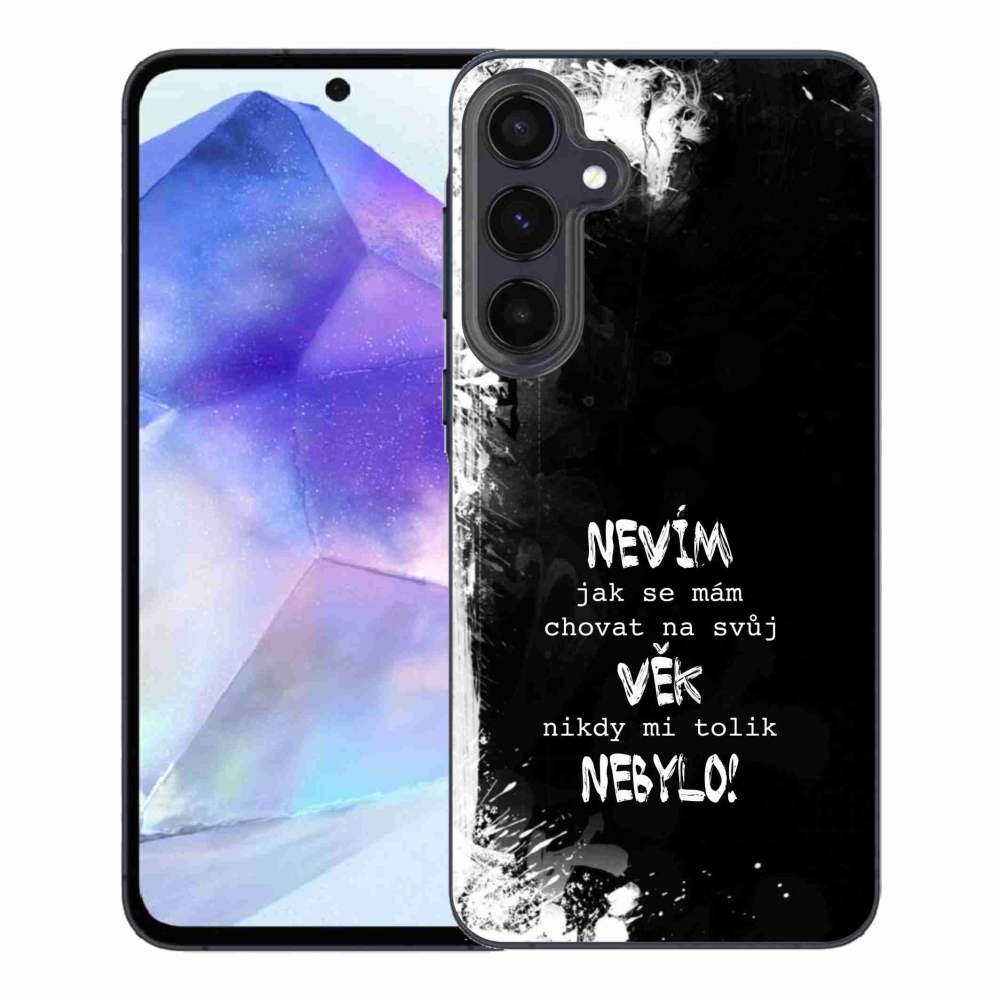 Gél borító mmCase Samsung Galaxy A55 5G - vicces szöveg 14 fekete háttér