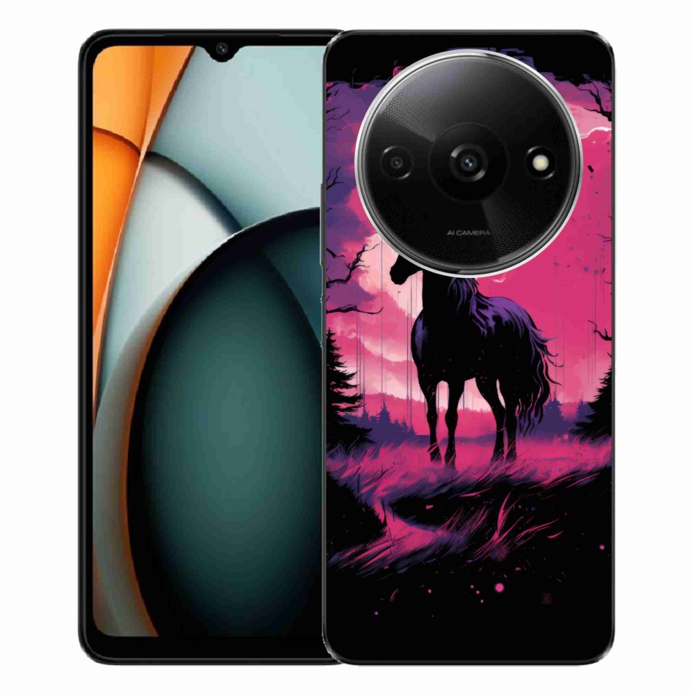 Gél borítás mmCase a Xiaomi Redmi A3-hoz - fekete rajzfilm ló 1