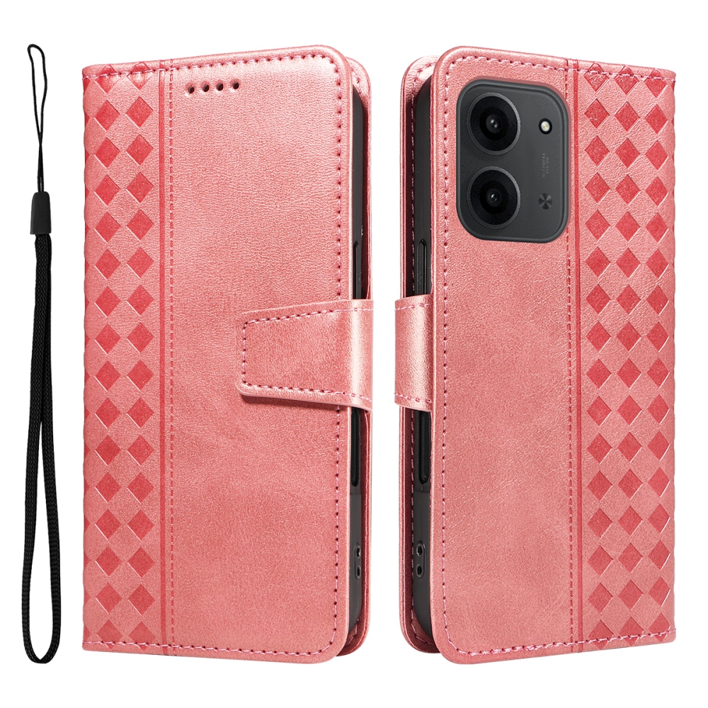 Rácsos könyv tok Xiaomi Redmi 15C 4G/5G (173mm) - rózsaarany