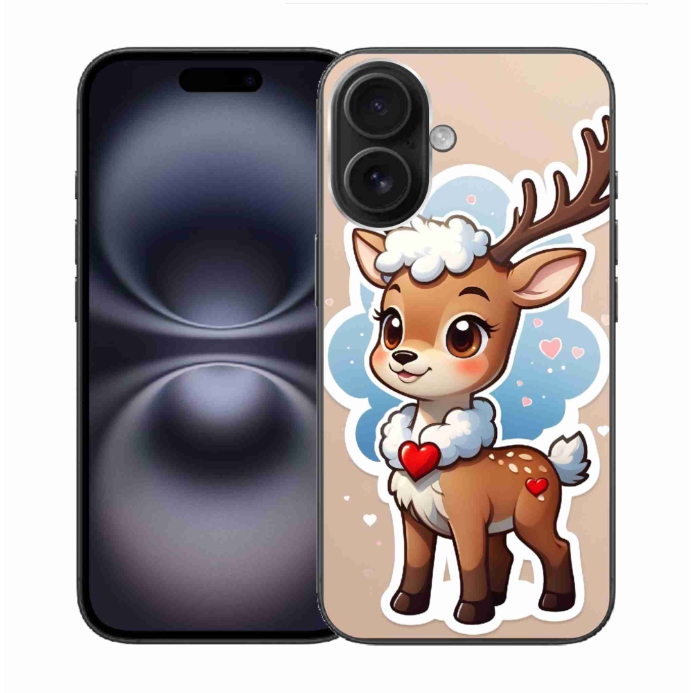 Zselés borítás mmCase iPhone 16 készülékhez - rajzfilm rénszarvas