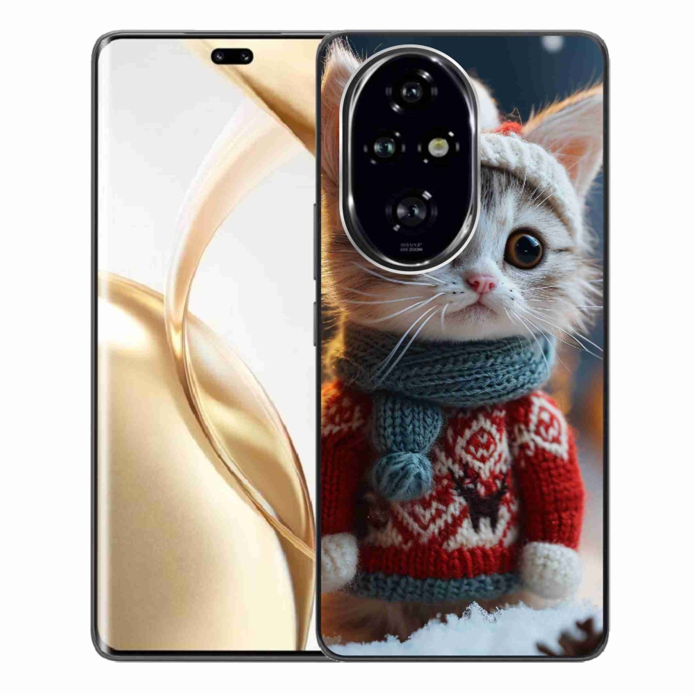 Zselés borítás mmCase a Honor 200 Pro 5G számára - cica pulóverben