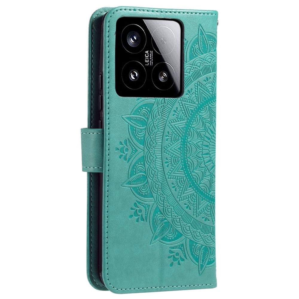 Mandala könyv tok Xiaomi 15-öshöz - teal színű