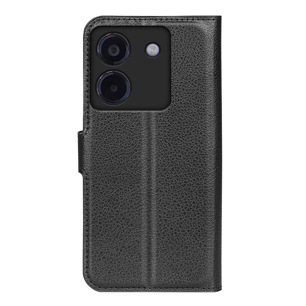 Litchi könyv tok a Xiaomi Poco M7 Pro 5G-hez - fekete