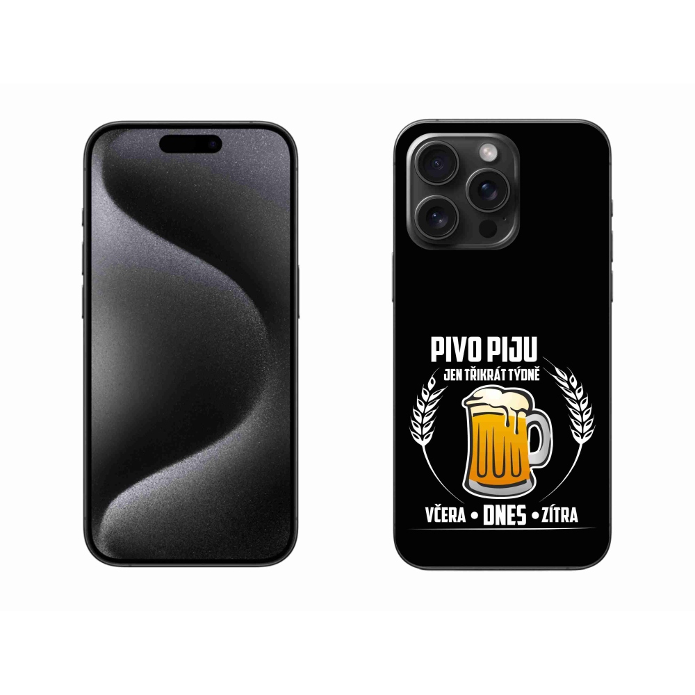 Zselés borítás mmCase iPhone 15 Pro Max készülékhez - sör motívum fekete háttér