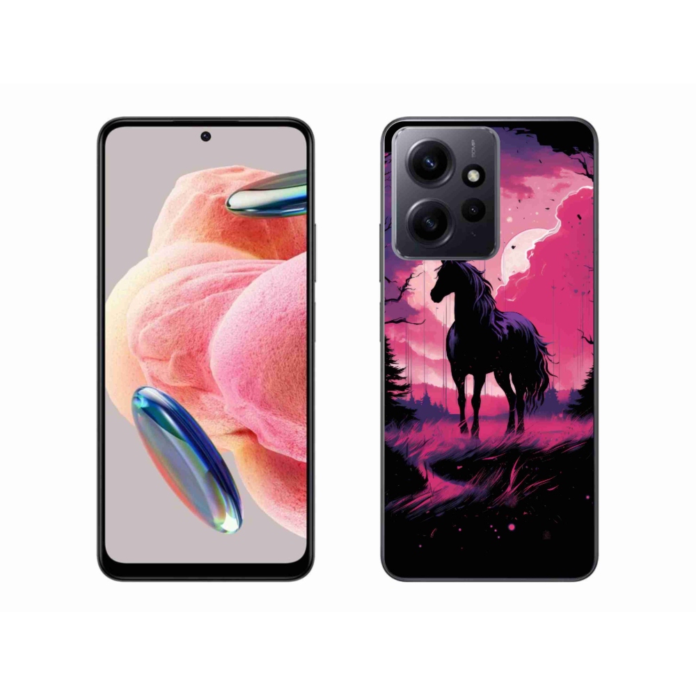 Gél borítás mmCase a Xiaomi Redmi Note 12 4G-hez - fekete rajzfilm ló 1