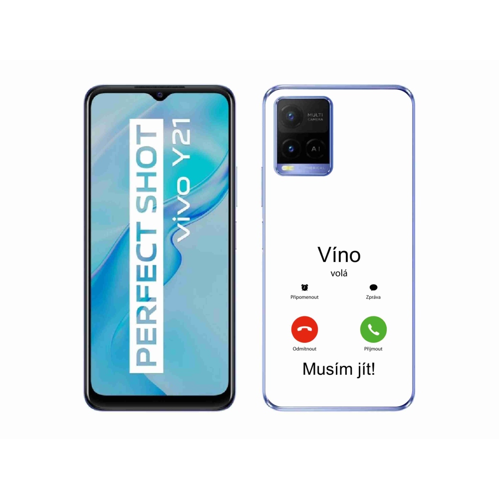 Gél borító mmCase a Vivo Y21/Y21s/Y33s készülékhez - bor hívja fehér háttérrel