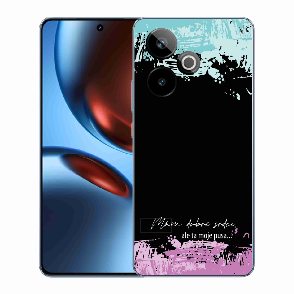 Rugalmas gél tok mmCase képzeletbeli Realme GT 7 5G/GT 7T 5G - vicces szöveg 3 fekete háttérrel