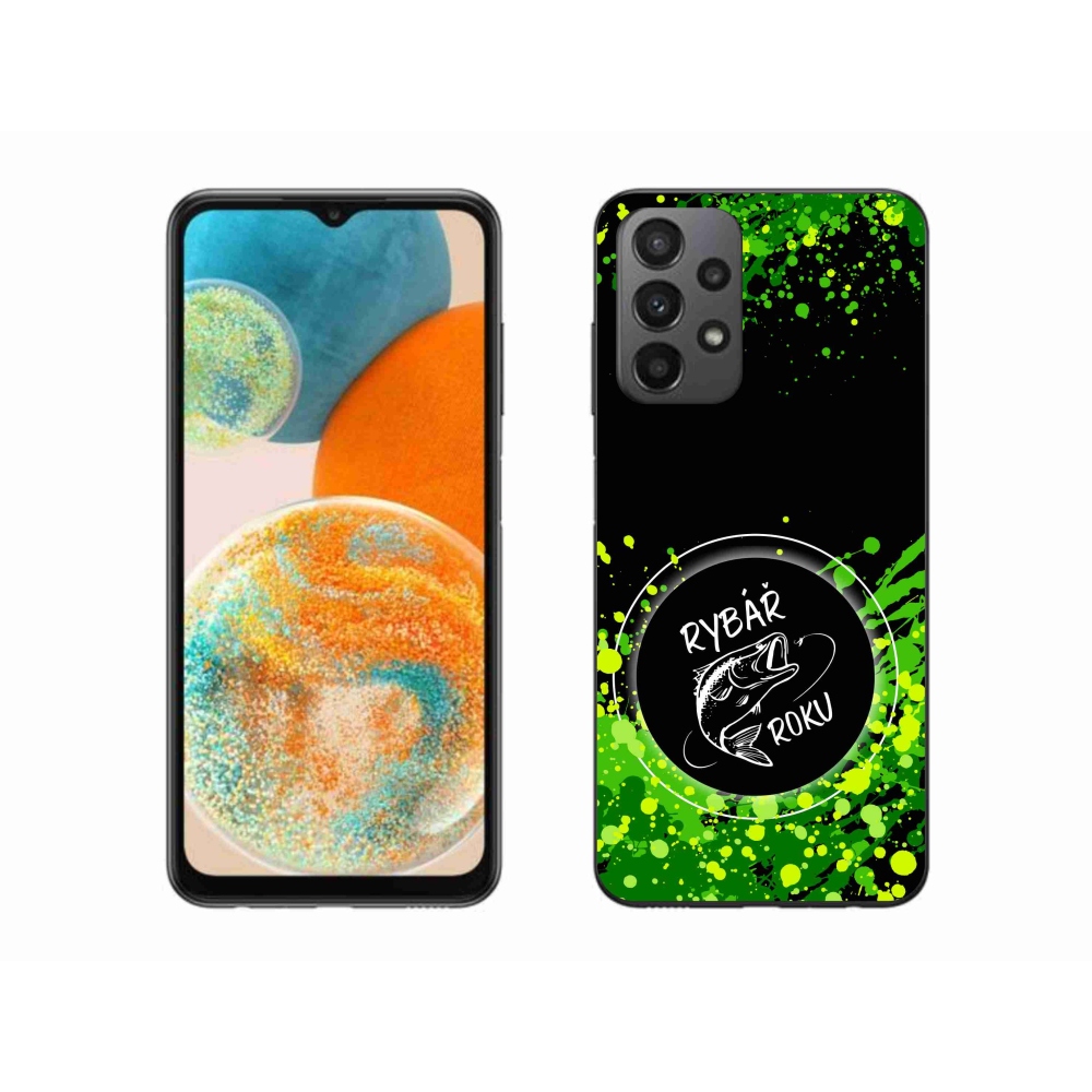 Zselés borítás mmCase Samsung Galaxy A23 4G/5G - az év horgásza fekete háttérrel