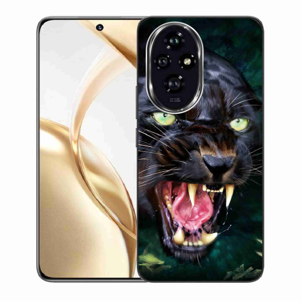 Zselés borító mmCase a Honor 200 5G számára - dühös fekete párduc