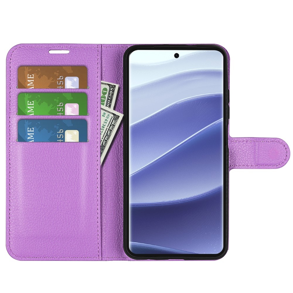 Litchi könyv tok a Xiaomi Redmi Note 14 Pro 5G/Poco X7 5G számára - lila