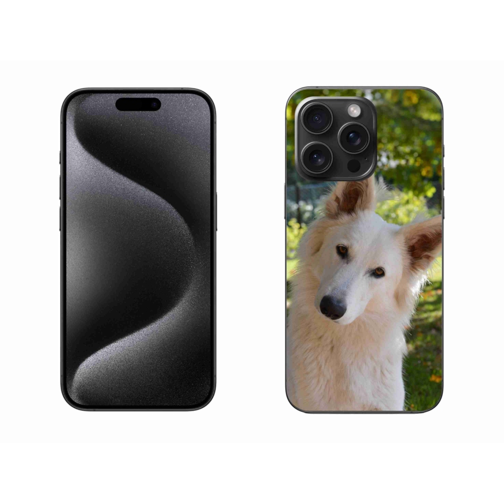 Gél borítás mmCase iPhone 15 Pro Max készülékhez - Fehér svájci juhász 1