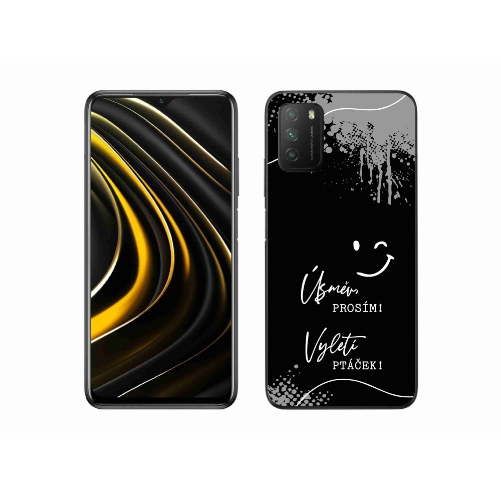 Gél borító mmCase a Xiaomi Poco M3-hoz - vicces szöveg 4 fekete háttérrel