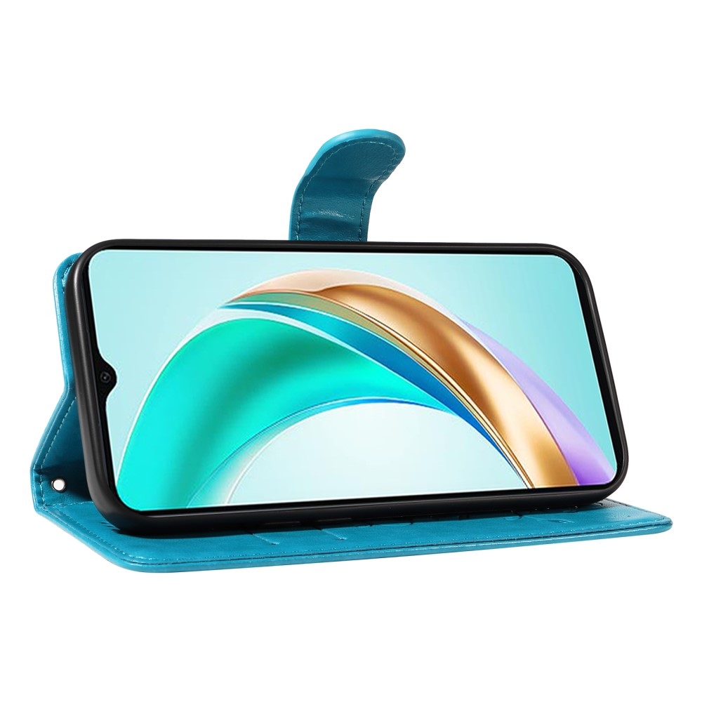 Virágos könyvtáska Honor X6b készülékhez - kék