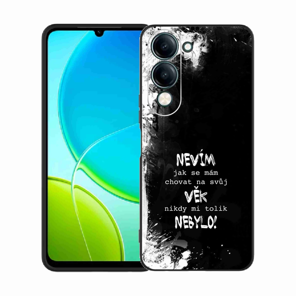 Gél borító mmCase a Vivo Y29s 5G-hez - vicces szöveg 14 fekete háttér