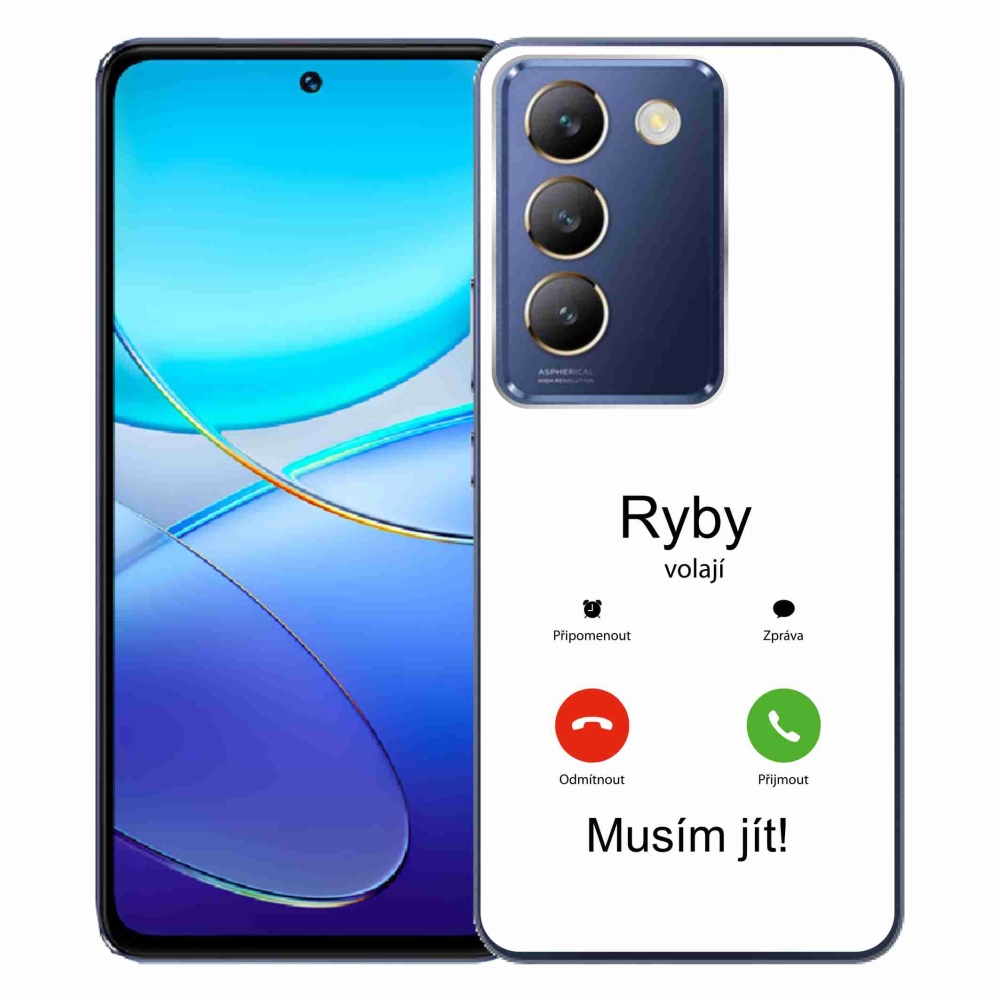 Gél borítás mmCase a Vivo V40 SE 4G/5G készülékre - hal hívás fehér háttérrel