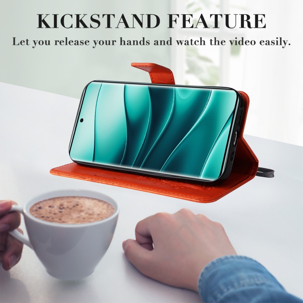 Nagy pillangó könyv tok Xiaomi Redmi Note 14 Pro 5G/Poco X7 5G/Note 14 Pro+ 5G - narancssárga