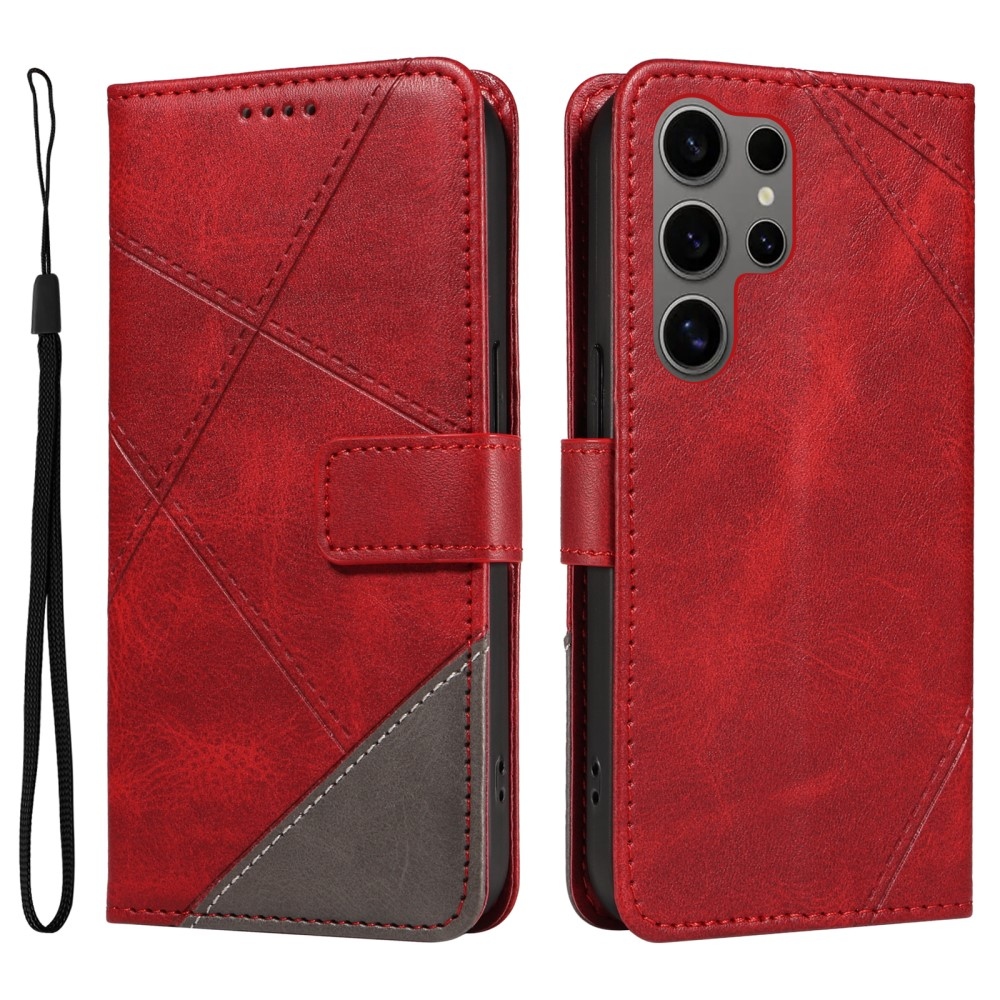 Vonalak könyv tok Samsung Galaxy S25 Ultra - piros