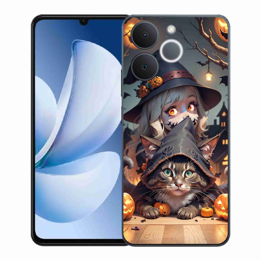 Zselés borítás mmCase a Realme Note 70T-hez - boszorkány macskával