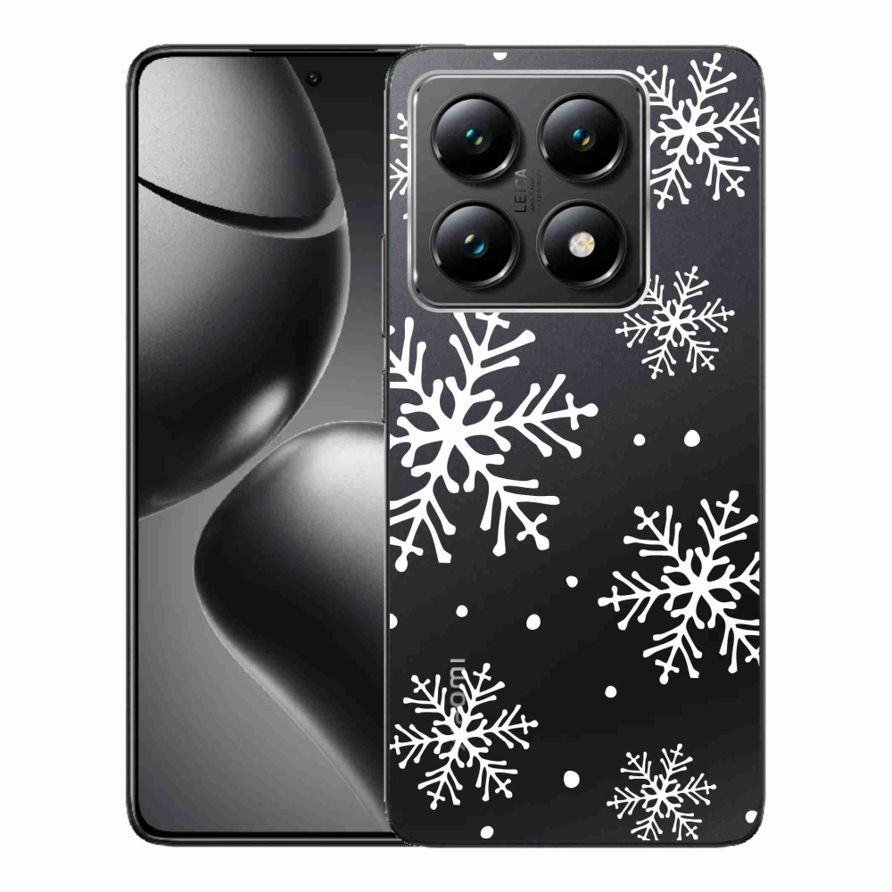 Gél borítás mmCase a Xiaomi 14T-hez - fehér pelyhek átlátszó háttéren