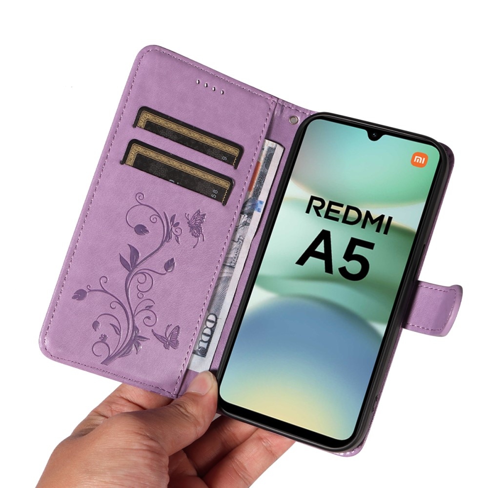 Virágok könyv tok Xiaomi Redmi A5 (173.45x79.35x8.45mm) - világos lila