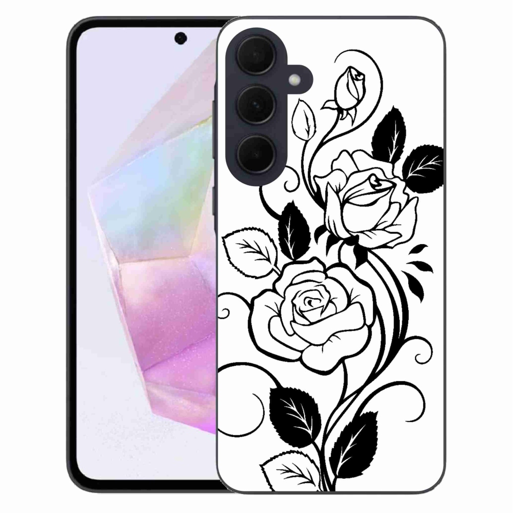 Zselés borítás mmCase Samsung Galaxy A35 5G - fekete és fehér rózsa