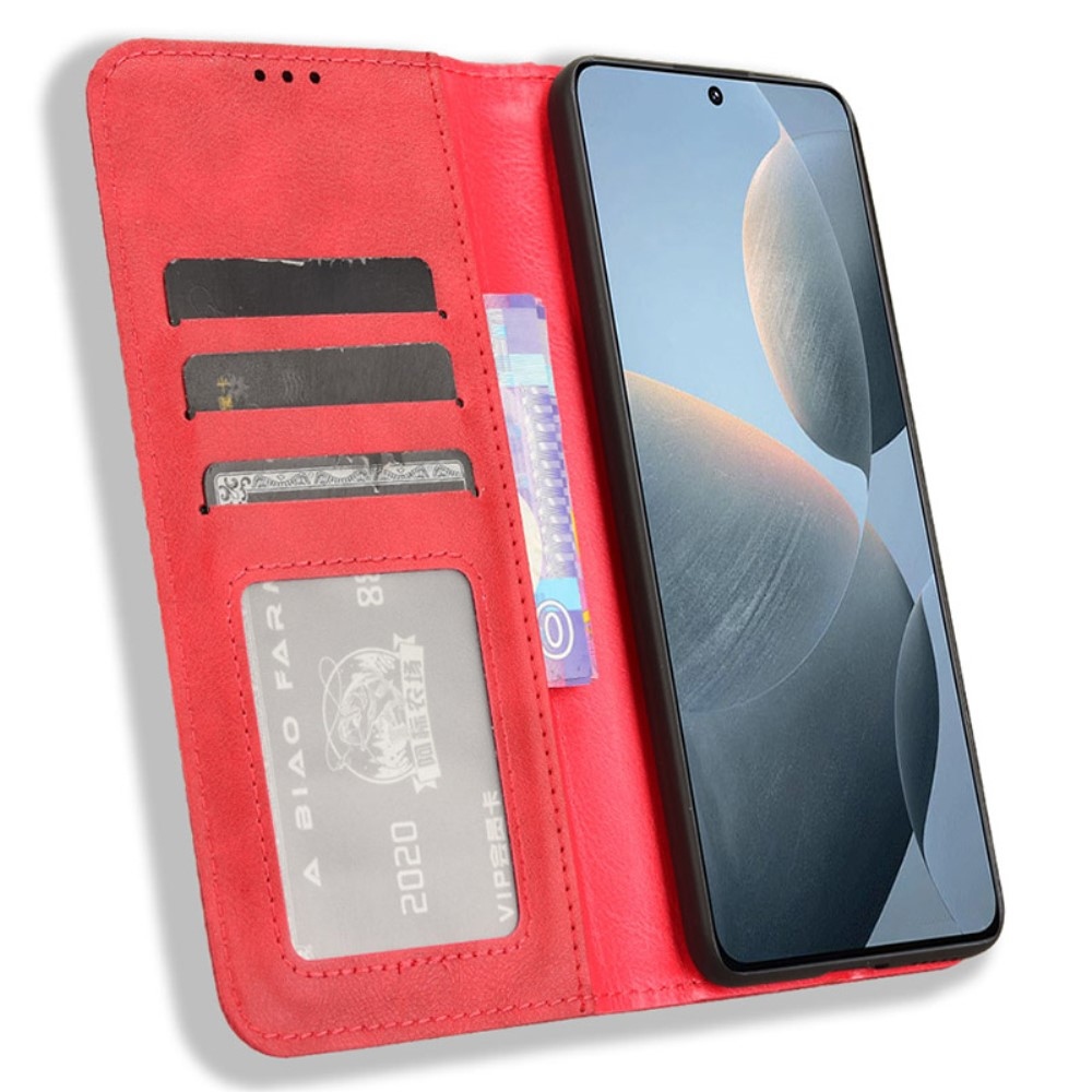 Vintage könyv tok a Xiaomi Poco X6 Pro 5G-hez - piros