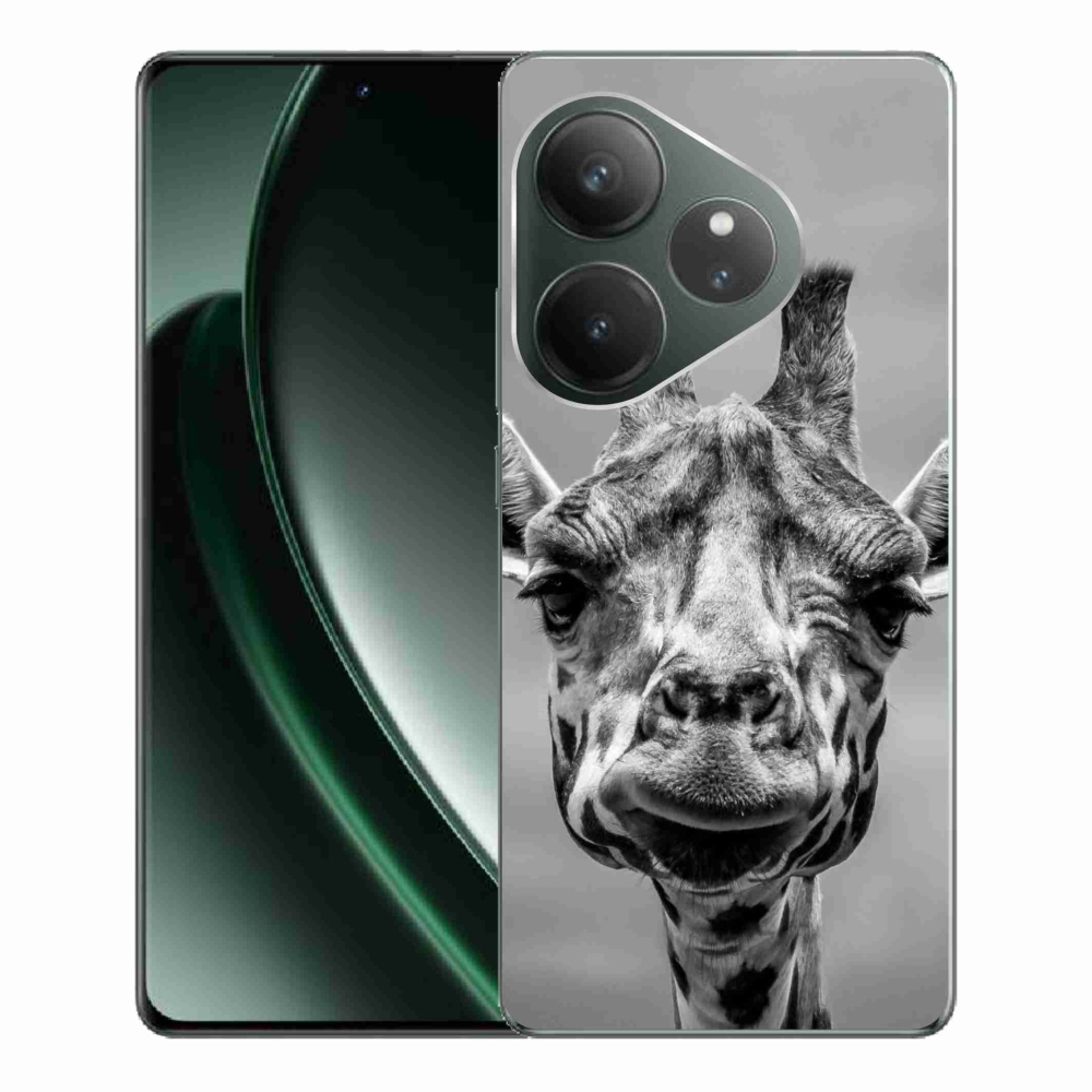 Zselés borítás mmCase a Realme GT 6 5G/GT 6T 5G számára - fekete-fehér zsiráf