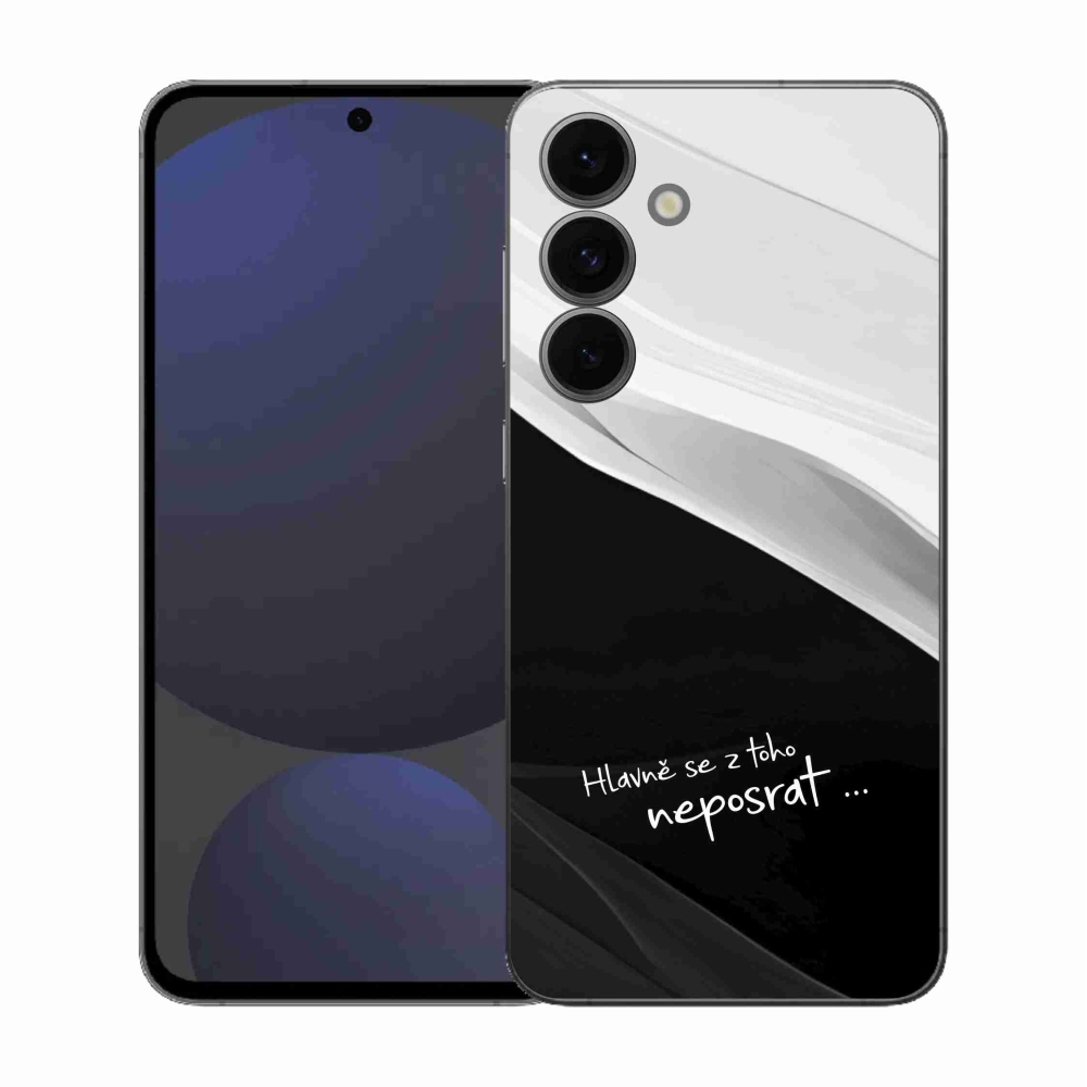 Gél borító mmCase Samsung Galaxy S25 FE készülékhez - vicces szöveg 13 fekete és fehér háttérrel