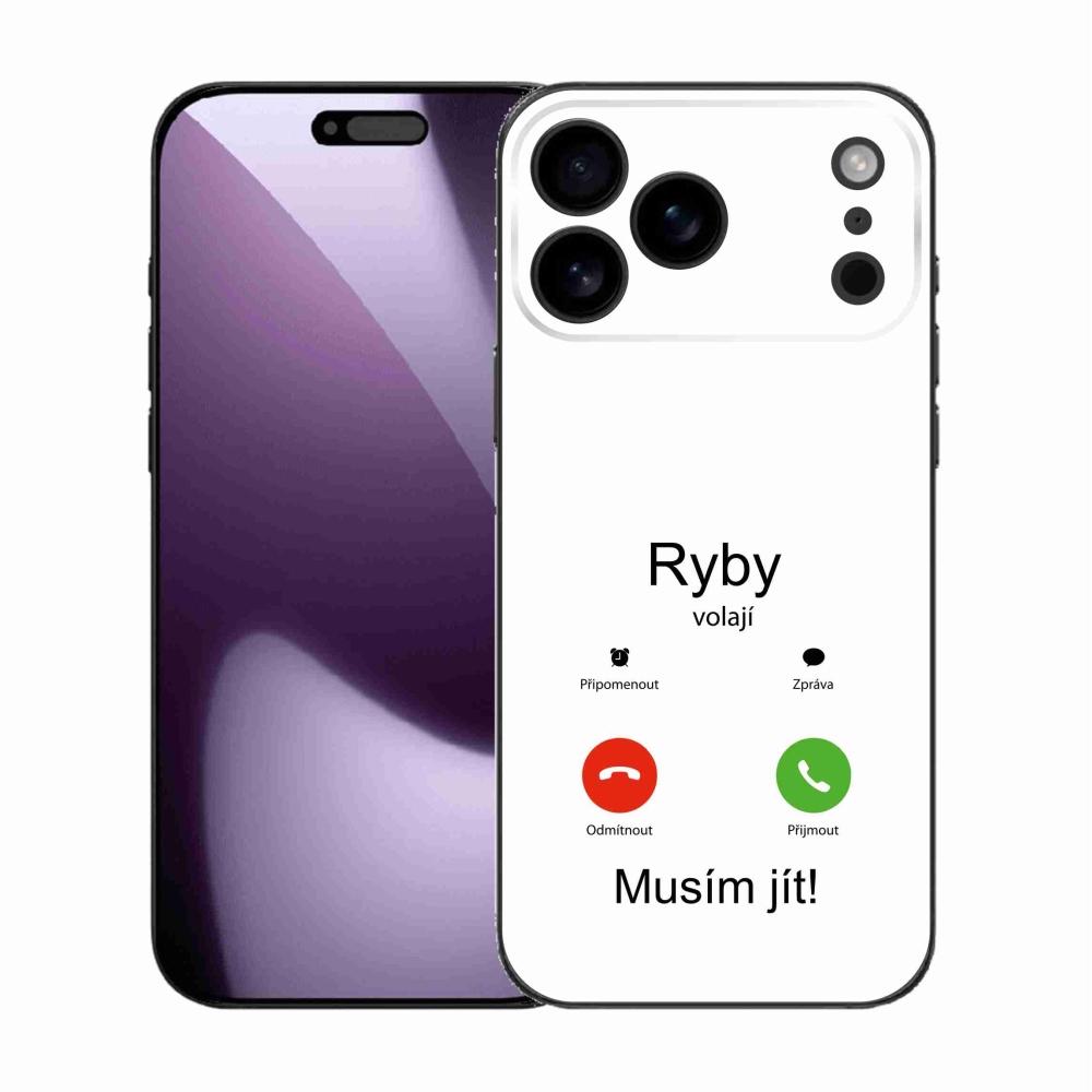 Gél borítás mmCase iPhone 17 Pro Max készülékhez - hal hívás fehér háttérrel