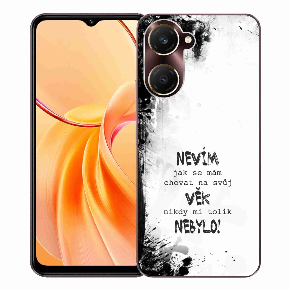 Gél borító mmCase a Vivo Y28s 5G-hez - vicces szöveg 14 fehér háttér