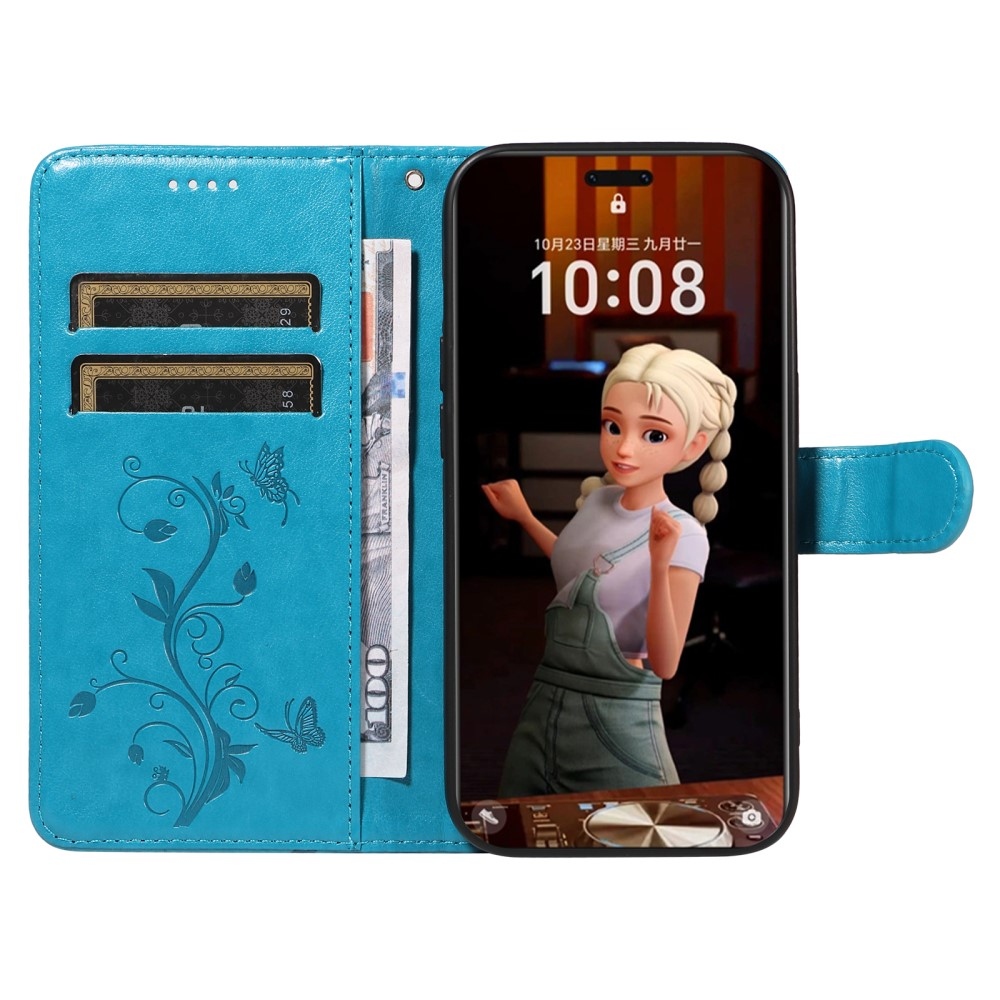 Virágos könyv tok a Honor Magic 7 Pro 5G készülékhez - kék