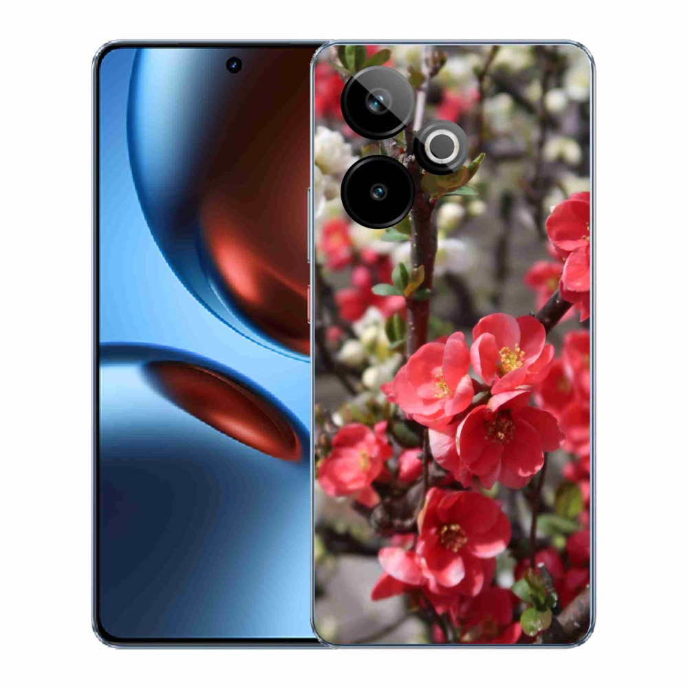 Rugalmas zselés tok mmCase képpel a Realme GT 7 5G/GT 7T 5G számára - piros virágok