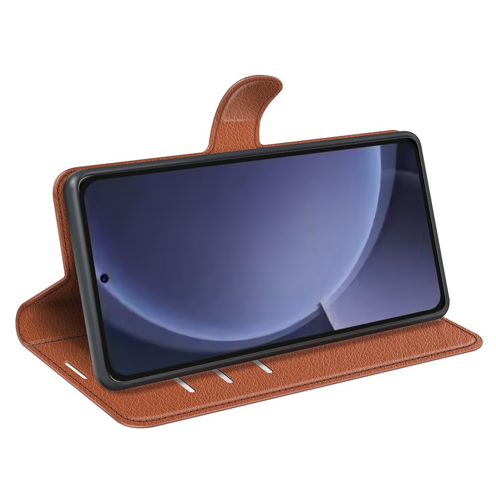 Litchi könyv tok Samsung Galaxy S25+ készülékhez - barna