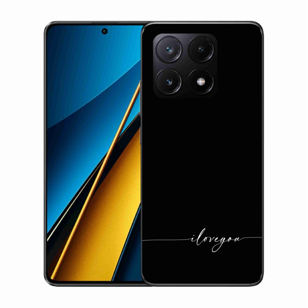 Gél borító mmCase a Xiaomi Poco X6 Pro 5G számára - Szeretlek fekete háttérrel