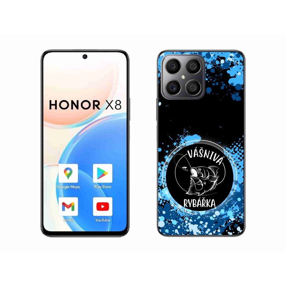Gél borító mmCase a Honor X8 4G-hez - szenvedélyes halásznő fekete háttérrel
