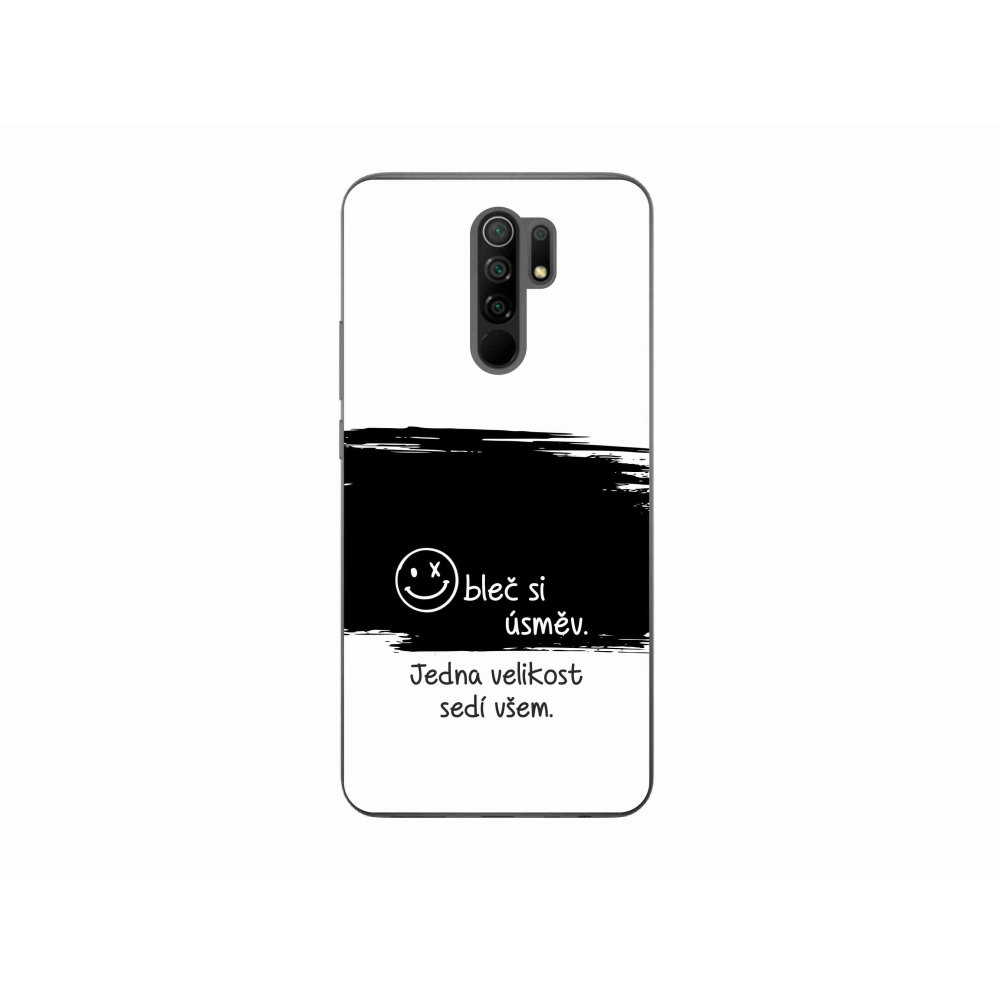 Gél borító mmCase a Xiaomi Redmi 9-hez - vicces szöveg 8 fekete és fehér háttérrel