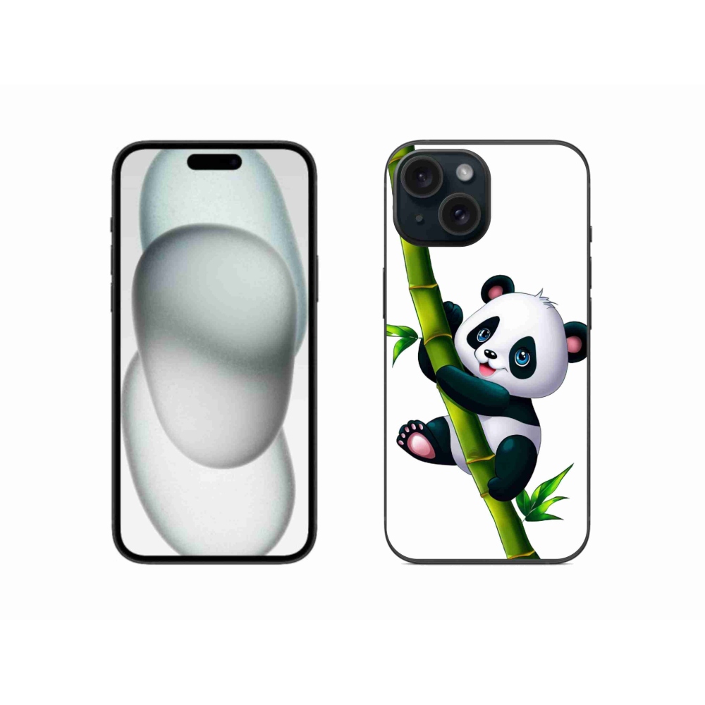 Zselés borítás mmCase iPhone 15 készülékhez - panda bambuszon