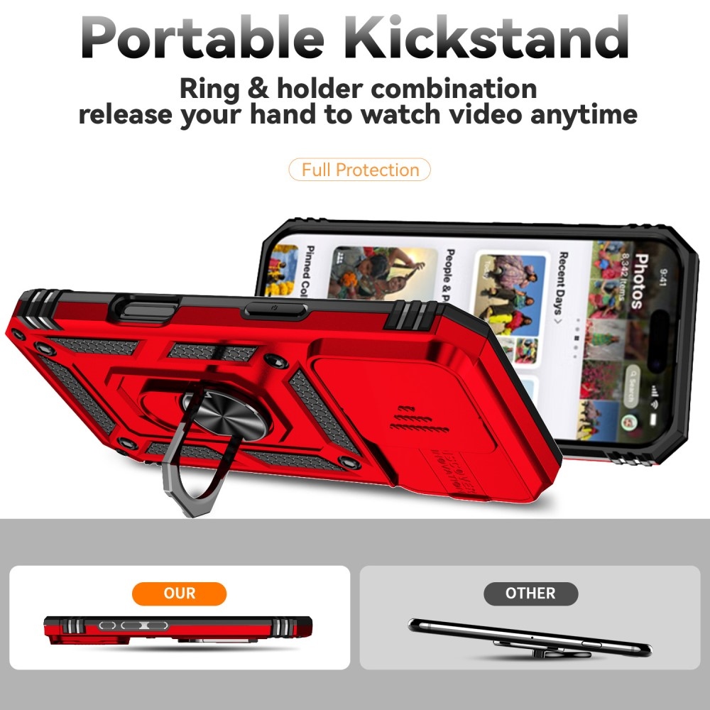 Tartós csúszásbiztos borítás iPhone 16 Pro készülékhez - piros